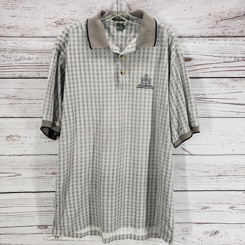 AM PLAYER Gray  100%Cotton Golf Polo Shirt Size Large